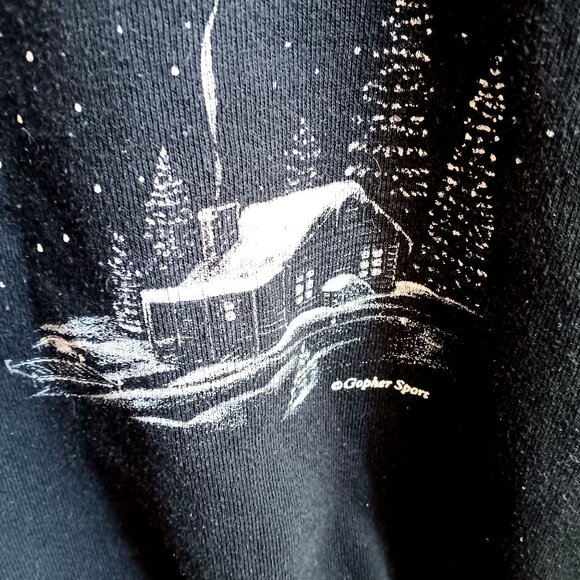 Vintage Large Black Crewneck Sweatshirt Cardinal & Snow 1990's Gopher Sport - Picture 3 of 6